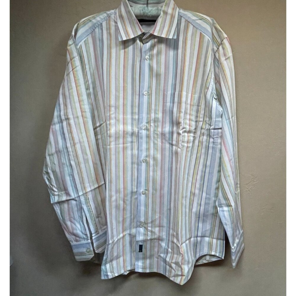 Zegna Sport Men's Casual Shirt Button Down Long Sleeve Cotton Striped Sz Large